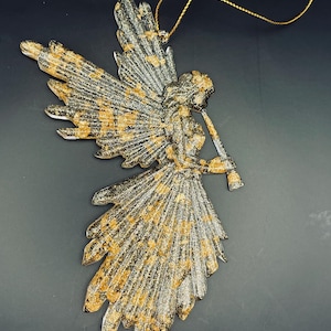 Golden Radiance Angel Christmas ornament clear resin with gold flake