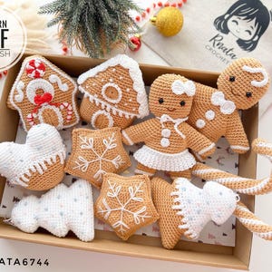 Crochet Gingerbread Ornaments/Pattern, PDF, English only/Gingerbread Men, Gingerbread House, Christmas, Christmas Ornament